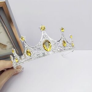 Elegant Silver and Yellow Gemstone Tiara